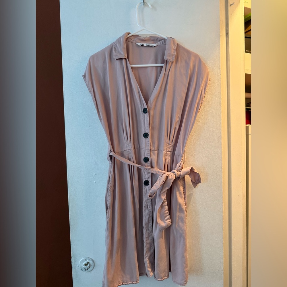 Zara Mauve Midi Dress with Button Detail